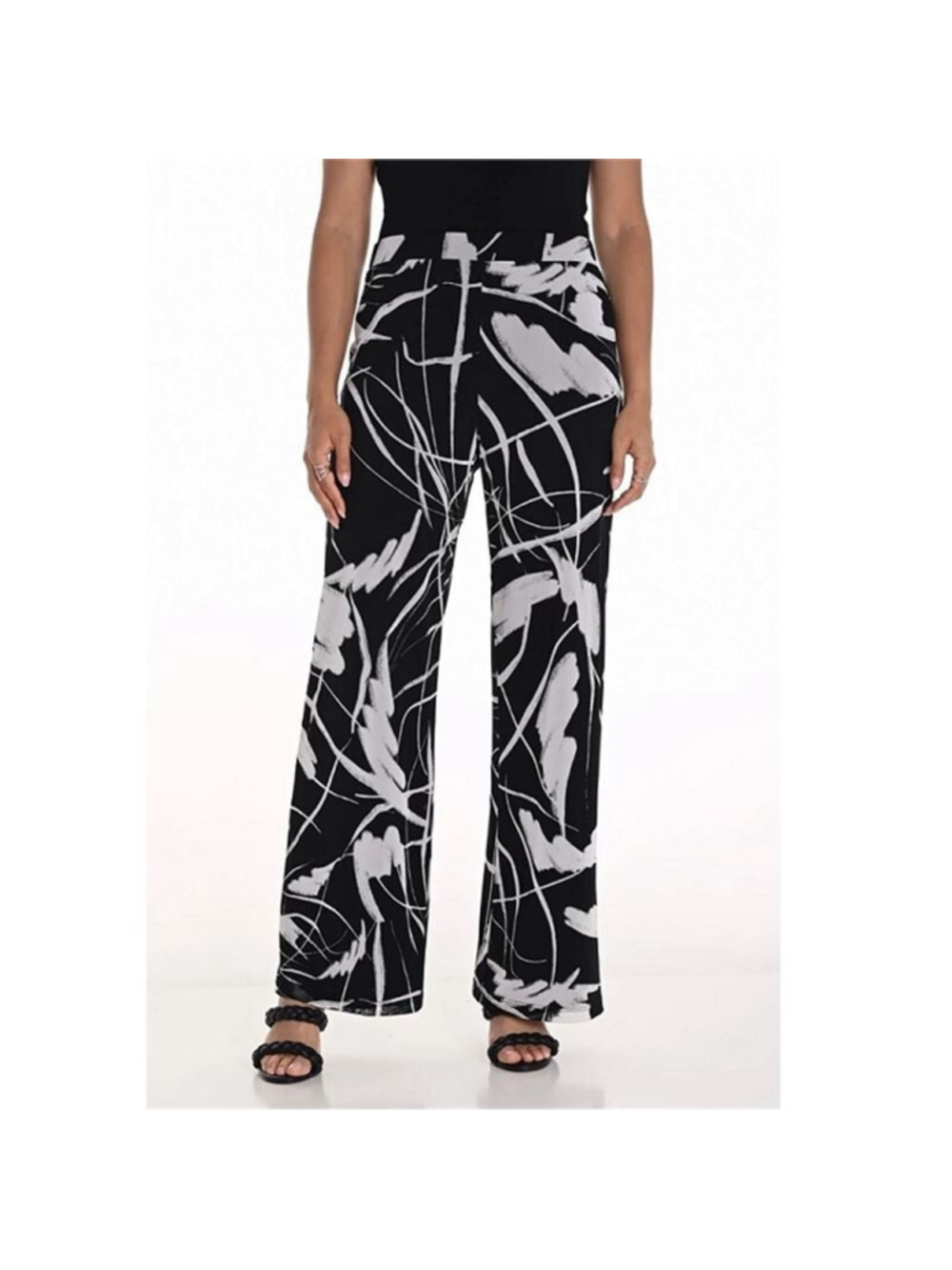 Frank Lyman Printed Modern Art Straight Leg Flat Band Pants Size 10